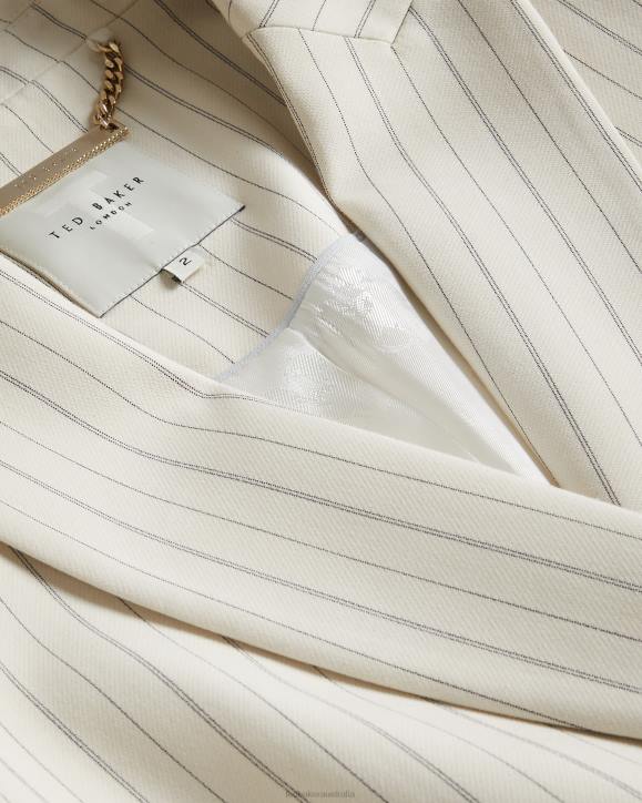 Ted Baker Kllara Relaxed Pinstripe Suit Jacket Cream Clothing Women TLPL250