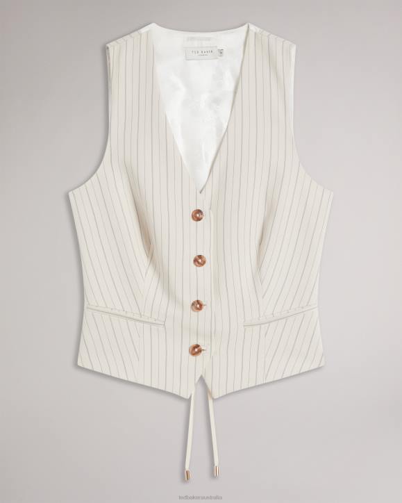 Ted Baker Kllaraj V Neck Fitted Waistcoat Cream Clothing Women TLPL374