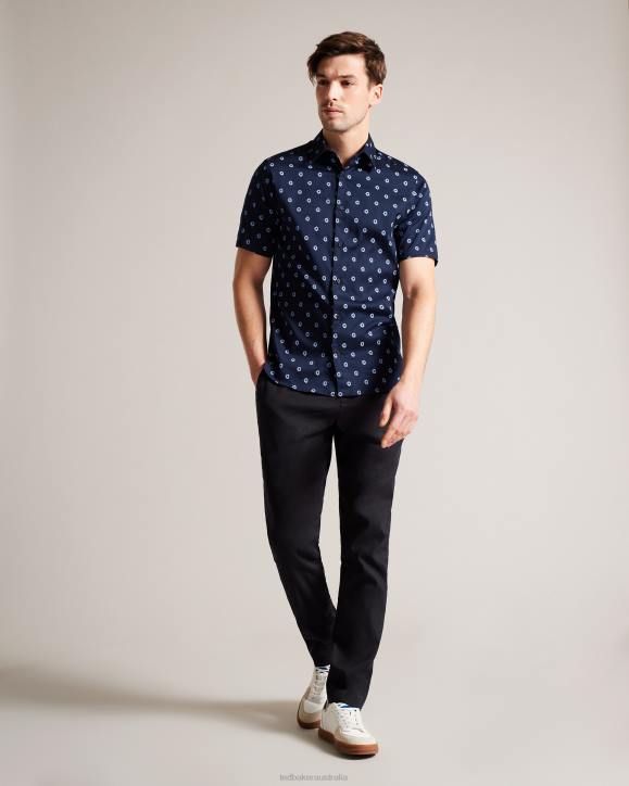 Ted Baker Kymsho Short Sleeve Floral Shirt Navy Clothing Men TLPL1350