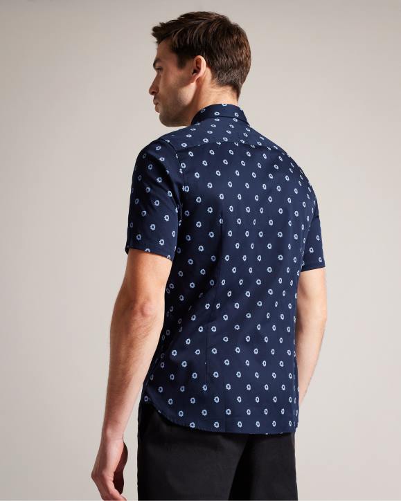 Ted Baker Kymsho Short Sleeve Floral Shirt Navy Clothing Men TLPL1350