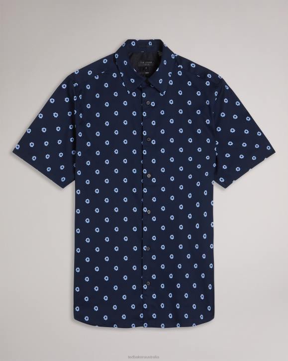 Ted Baker Kymsho Short Sleeve Floral Shirt Navy Clothing Men TLPL1350