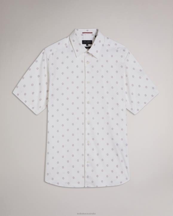 Ted Baker Kymsho Short Sleeve Floral Shirt White Clothing Men TLPL1352