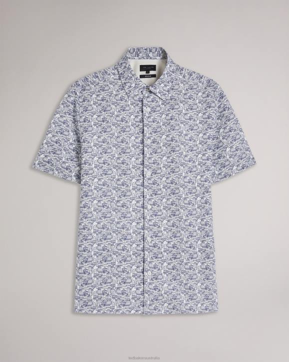 Ted Baker Laghy Short Sleeve Greenhouse Shirt Light Blue Clothing Men TLPL1547