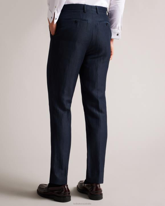 Ted Baker Lancet Slim Fit Wool Linen Trousers Navy Clothing Men TLPL1469