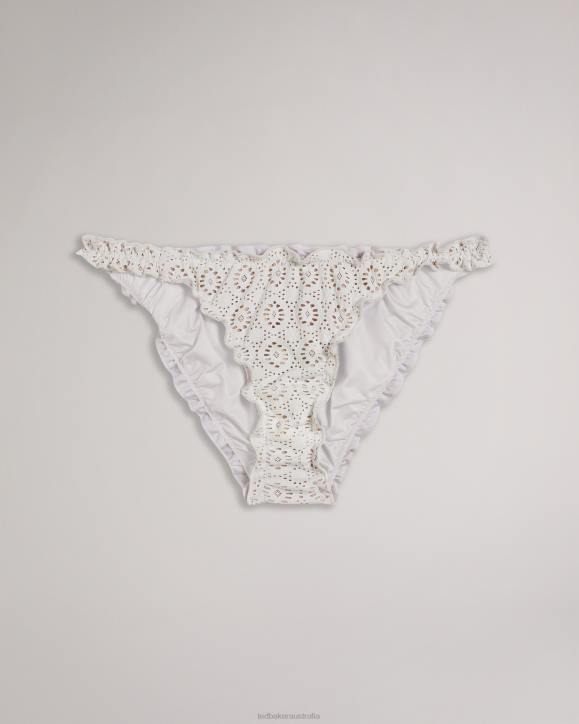 Ted Baker Layleta Frill Detail Bikini Bottoms White Clothing Women TLPL426