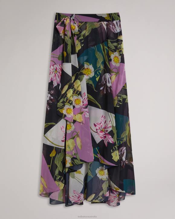 Ted Baker Leighen Floral Maxi Skirt Cover Up Black Clothing Women TLPL216