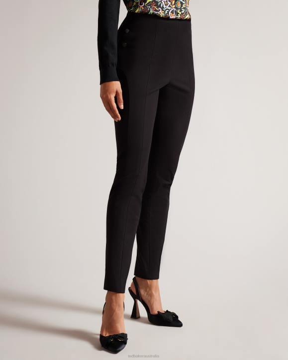 Ted Baker Liroi High Waisted Trousers With Faux Poppers Black Clothing Women TLPL297