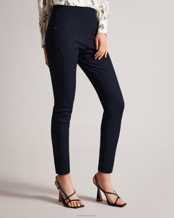 Ted Baker Liroi High Waisted Trousers With Faux Poppers Navy Clothing Women TLPL478