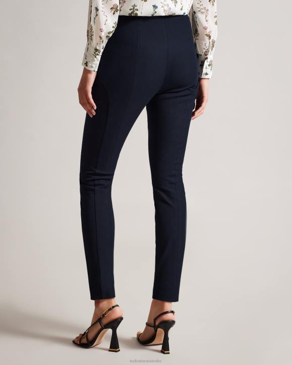 Ted Baker Liroi High Waisted Trousers With Faux Poppers Navy Clothing Women TLPL478