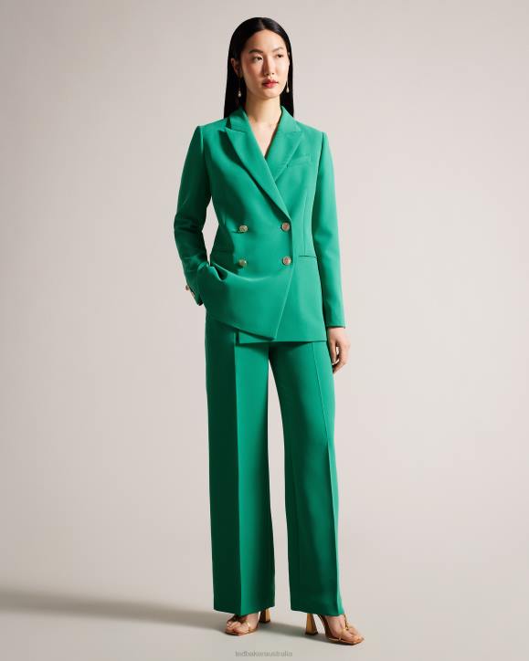 Ted Baker Llayla Double Breasted Jacket With Embossed Buttons Green Clothing Women TLPL482