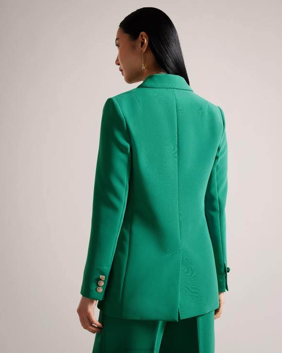 Ted Baker Llayla Double Breasted Jacket With Embossed Buttons Green Clothing Women TLPL482