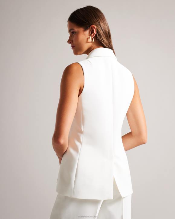 Ted Baker Llaylaj Sleeveless Double Breasted Jacket White Clothing Women TLPL334