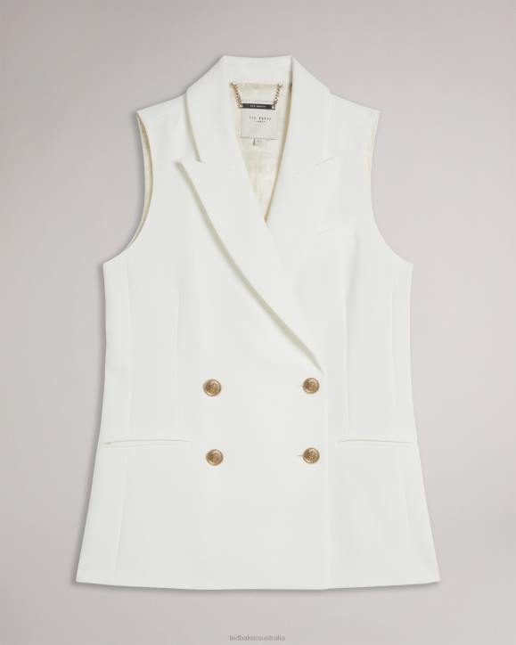 Ted Baker Llaylaj Sleeveless Double Breasted Jacket White Clothing Women TLPL334