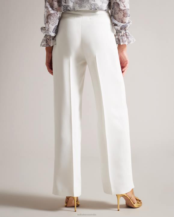 Ted Baker Llaylat Embossed Button Wide Leg Trousers White Clothing Women TLPL332