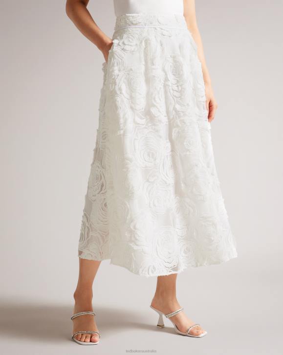 Ted Baker Louelaa Midi Skirt With Pleats White Clothing Women TLPL241