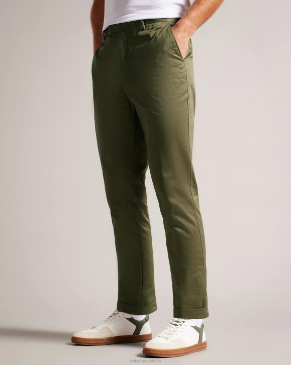 Ted Baker Luciant Slim Fit Twill Trousers Dark Green Clothing Men TLPL1568