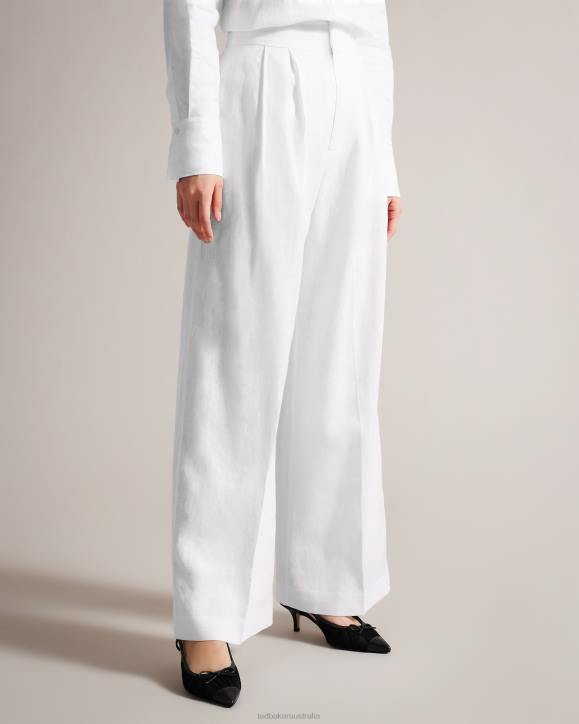 Ted Baker Lucihh Tailored Linen Wide Leg Trousers White Clothing Women TLPL470