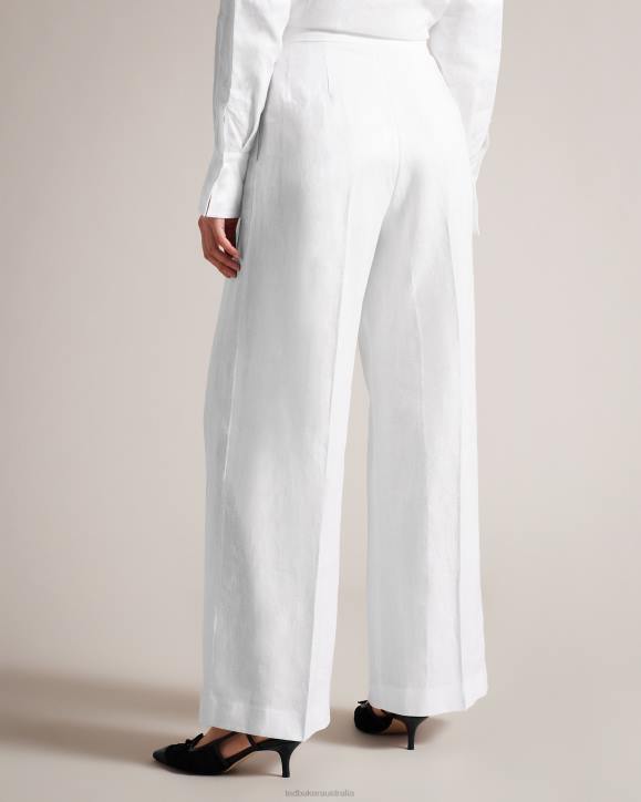 Ted Baker Lucihh Tailored Linen Wide Leg Trousers White Clothing Women TLPL470