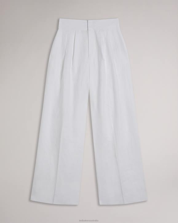 Ted Baker Lucihh Tailored Linen Wide Leg Trousers White Clothing Women TLPL470