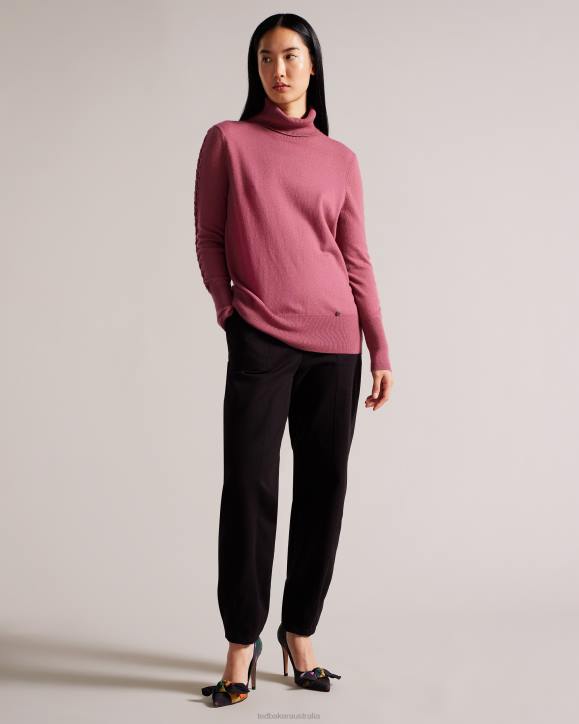 Ted Baker Maevia Roll Neck Jumper With Stitch Insert Deep Purple Clothing Women TLPL120