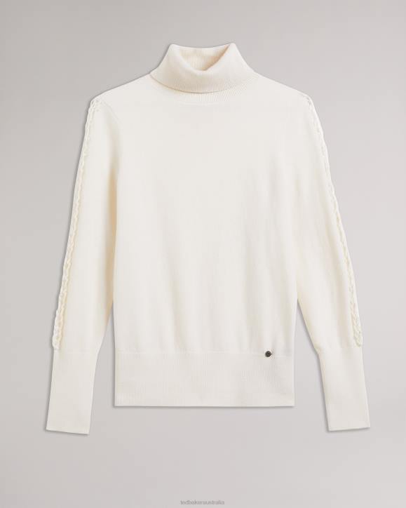 Ted Baker Maevia Roll Neck Jumper With Stitch Insert Natural Clothing Women TLPL124