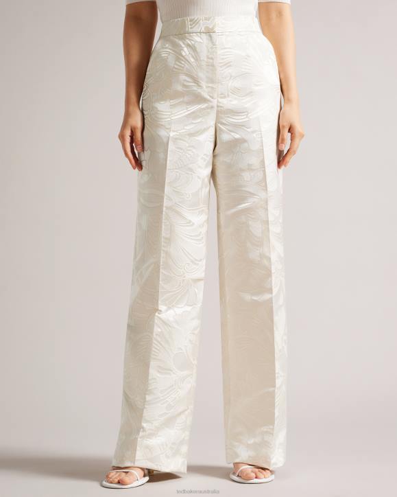 Ted Baker Majiat Wide Leg Jacquard Trousers Natural Clothing Women TLPL365