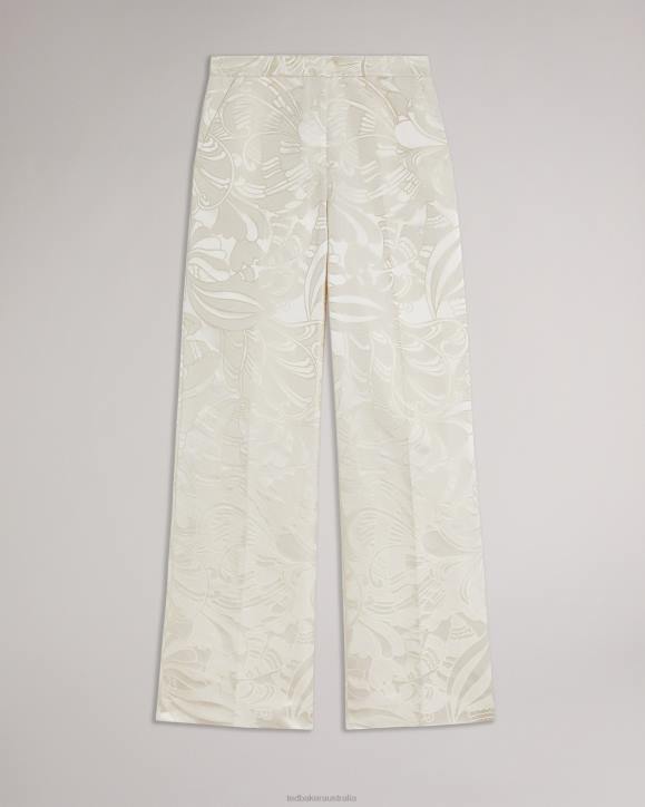 Ted Baker Majiat Wide Leg Jacquard Trousers Natural Clothing Women TLPL365