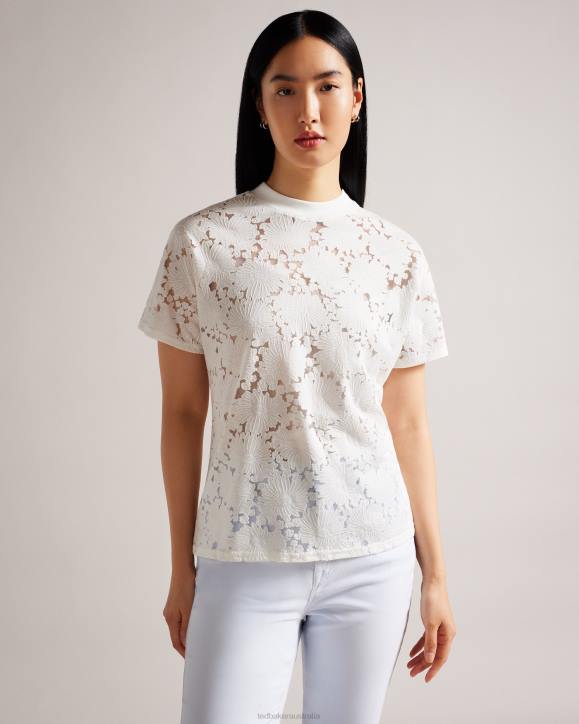 Ted Baker Maralo Floral Lace Relaxed T-Shirt White Clothing Women TLPL34