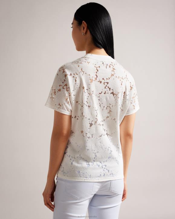 Ted Baker Maralo Floral Lace Relaxed T-Shirt White Clothing Women TLPL34