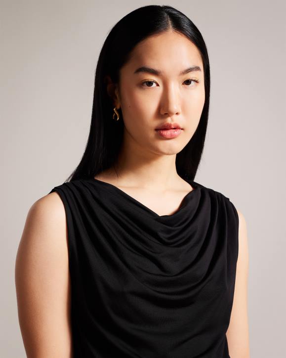 Ted Baker Margeta Cowl Neck Draped Top Black Clothing Women TLPL88