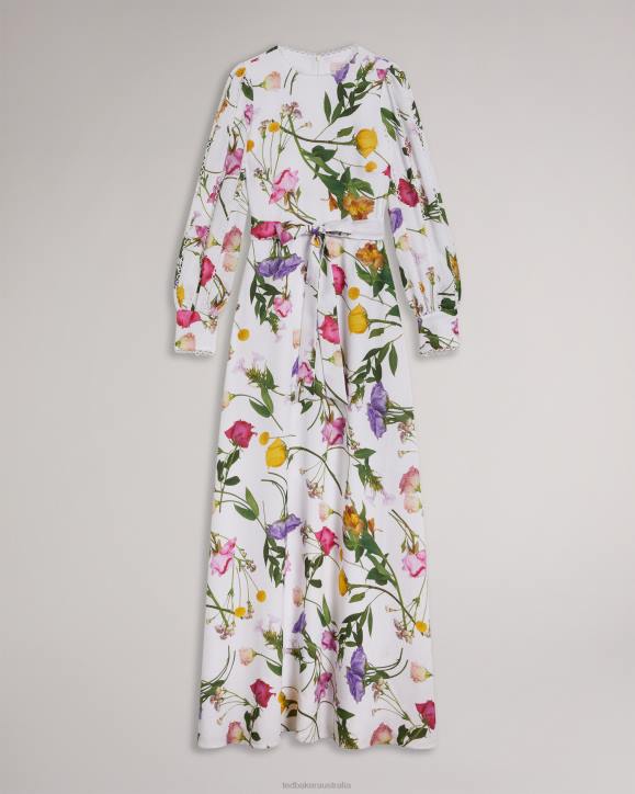 Ted Baker Marggoh Blouson Sleeve Floral Maxi Dress White Clothing Women TLPL211