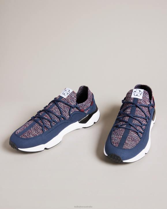 Ted Baker Markyy Knitted Trainers Navy Shoes Men TLPL1802