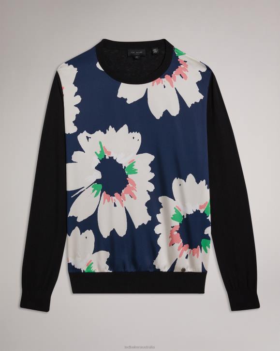 Ted Baker Marola Floral Front Easy Fit Jumper Dark Navy Clothing Women TLPL267