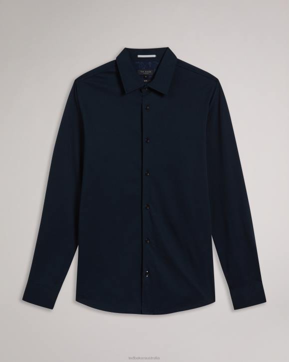 Ted Baker Marros Long Sleeve Lustrous Jersey Shirt Navy Clothing Men TLPL1608