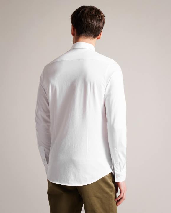 Ted Baker Marros Long Sleeve Lustrous Jersey Shirt White Clothing Men TLPL1484