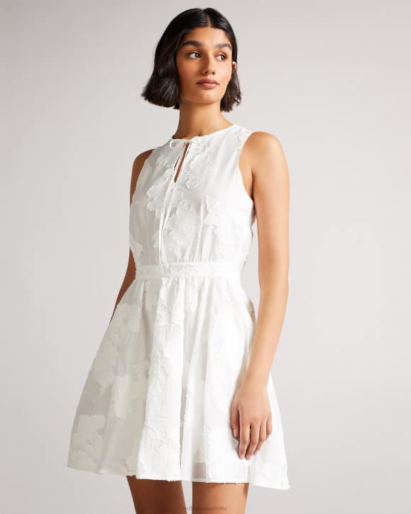 Ted Baker Maylee Flippy Mini Dress With Neck Tie White Clothing Women TLPL504