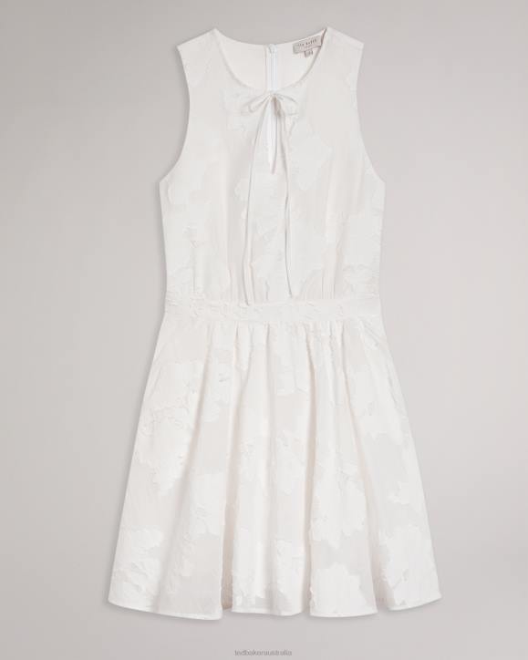 Ted Baker Maylee Flippy Mini Dress With Neck Tie White Clothing Women TLPL504