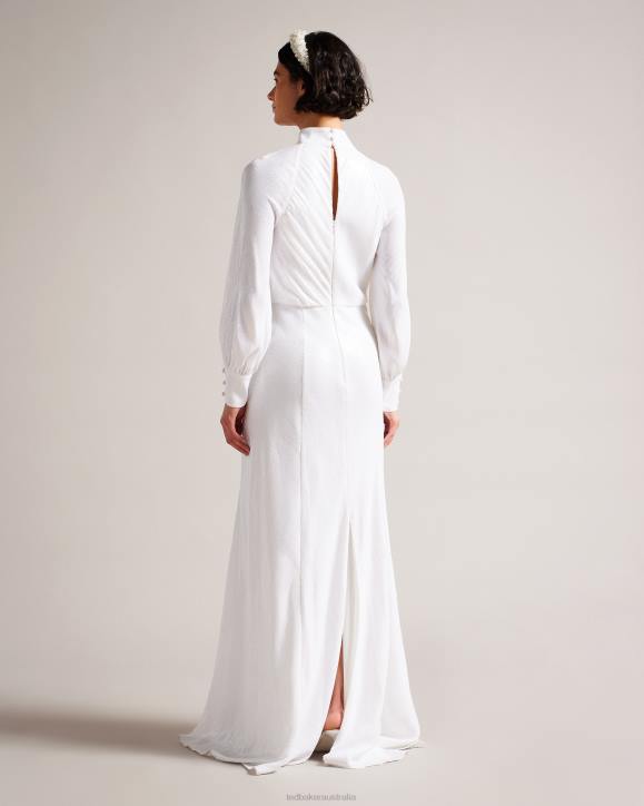 Ted Baker Mayrose Draped Sequin Embellished Maxi Dress White Clothing Women TLPL137