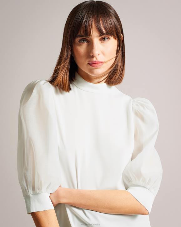 Ted Baker Micaeli Organza Volume Sleeve Top White Clothing Women TLPL134