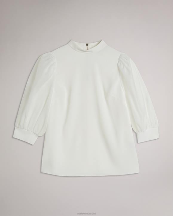 Ted Baker Micaeli Organza Volume Sleeve Top White Clothing Women TLPL134