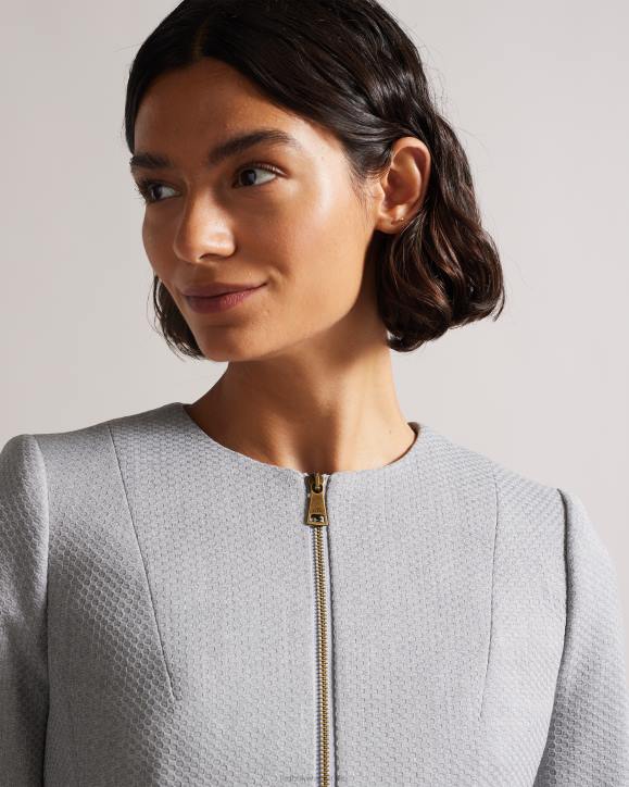 Ted Baker Michah Cropped Textured Jacket Light Gray Clothing Women TLPL373