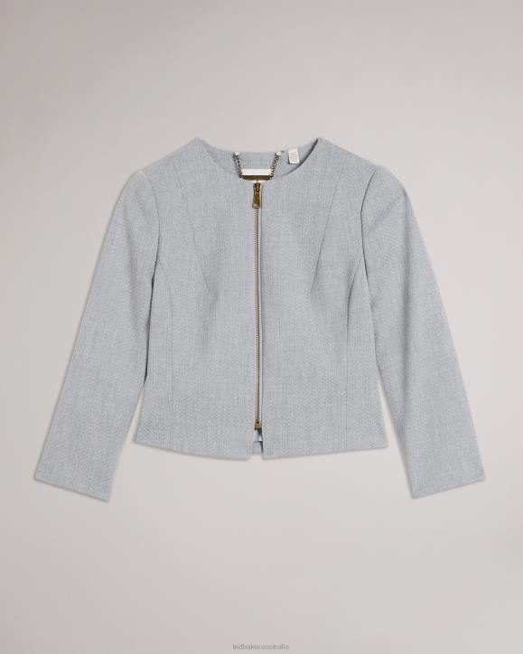 Ted Baker Michah Cropped Textured Jacket Light Gray Clothing Women TLPL373