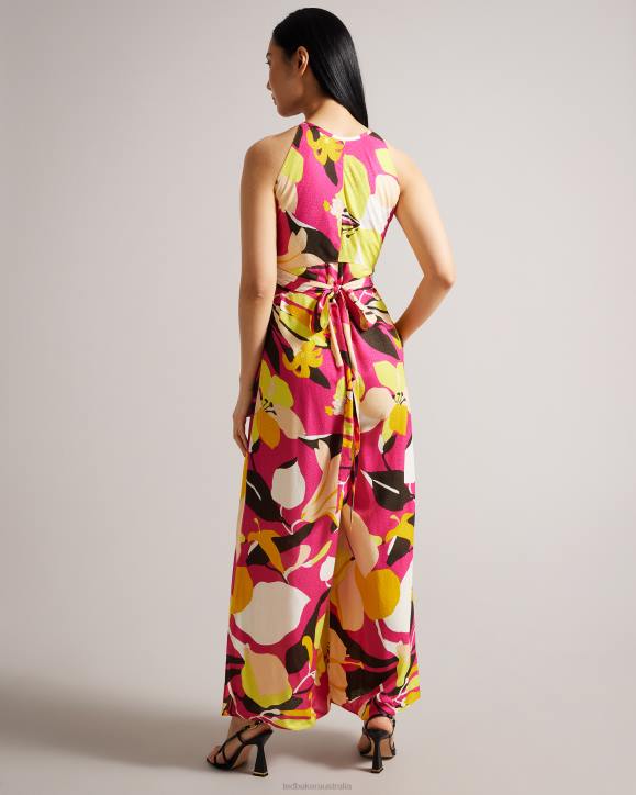 Ted Baker Molliah Abstract Print Jumpsuit With Wrap Bodice Bright Pink Clothing Women TLPL41