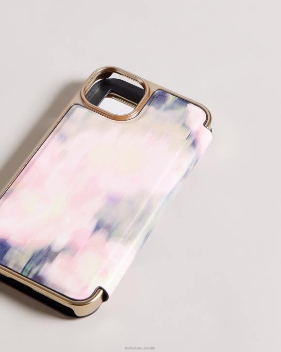 Ted Baker Monetan Blurred Floral Mirror Folio iPhone 14 Max Pink Homeware Collection TLPL2114