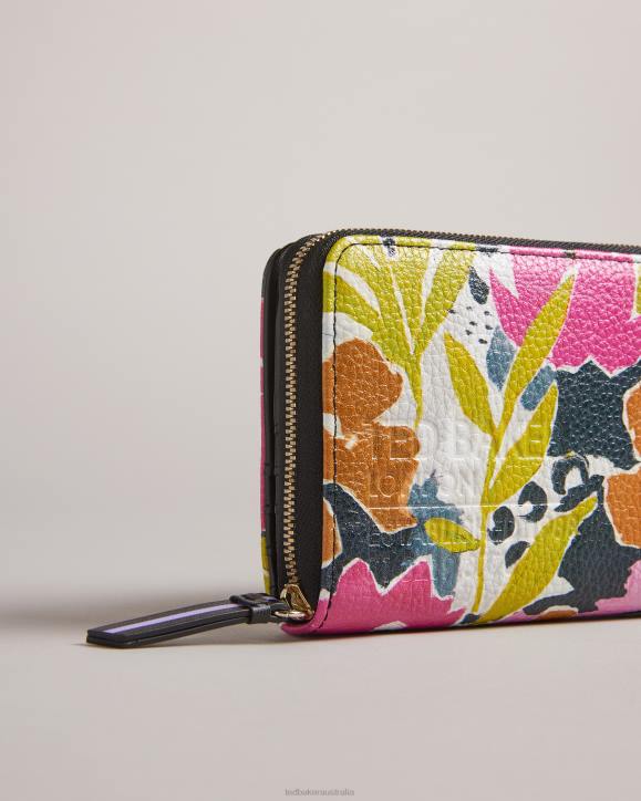 Ted Baker Nasi Magnolia Print Large Zip Purse Pink Accessories Women TLPL1020