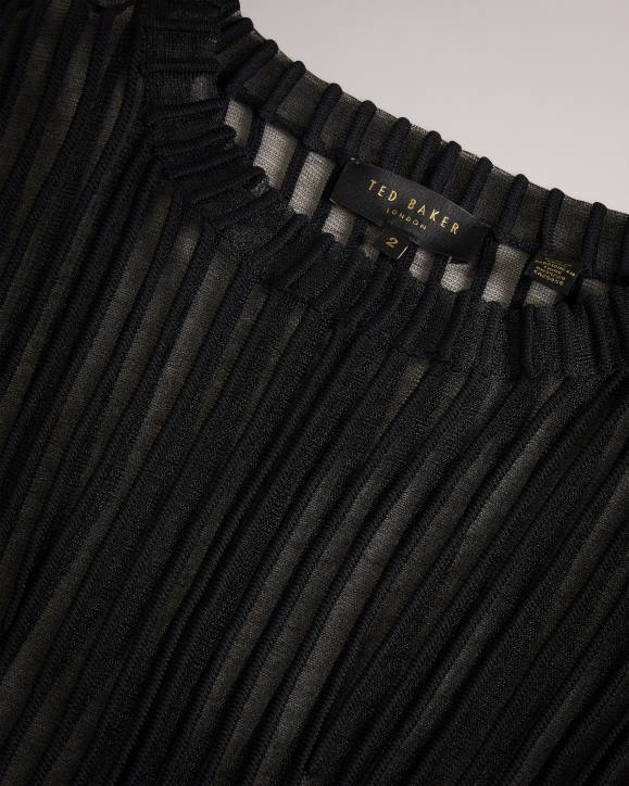 Ted Baker Nellay Sheer Striped Knit Jumper Black Clothing Women TLPL357