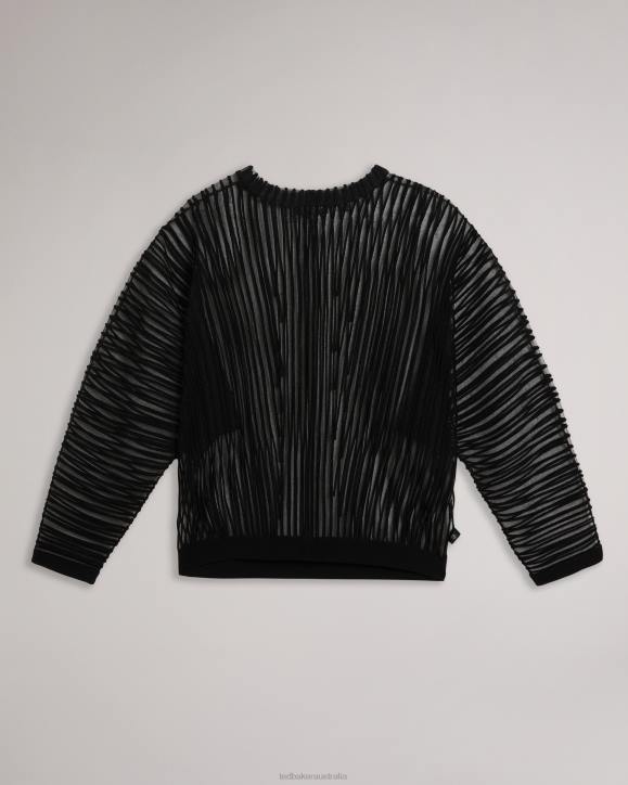 Ted Baker Nellay Sheer Striped Knit Jumper Black Clothing Women TLPL357