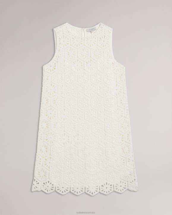 Ted Baker Nellla Mini Crochet Shift Dress White Clothing Women TLPL273