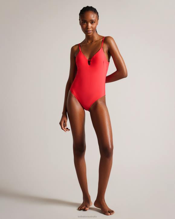 Ted Baker Neyome Plunge Swimsuit Coral Clothing Women TLPL200