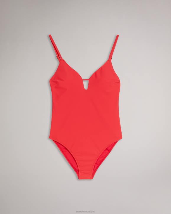 Ted Baker Neyome Plunge Swimsuit Coral Clothing Women TLPL200